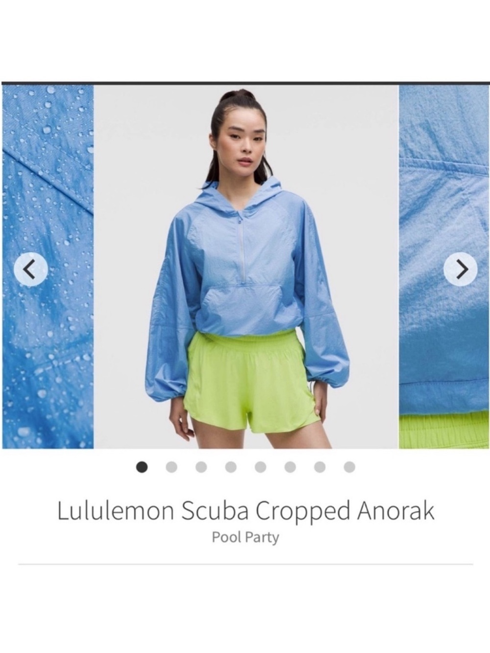 NWT Lululemon Half Zip Scuba Cropped Anorak Rain Jacket Pool Party Sz 2